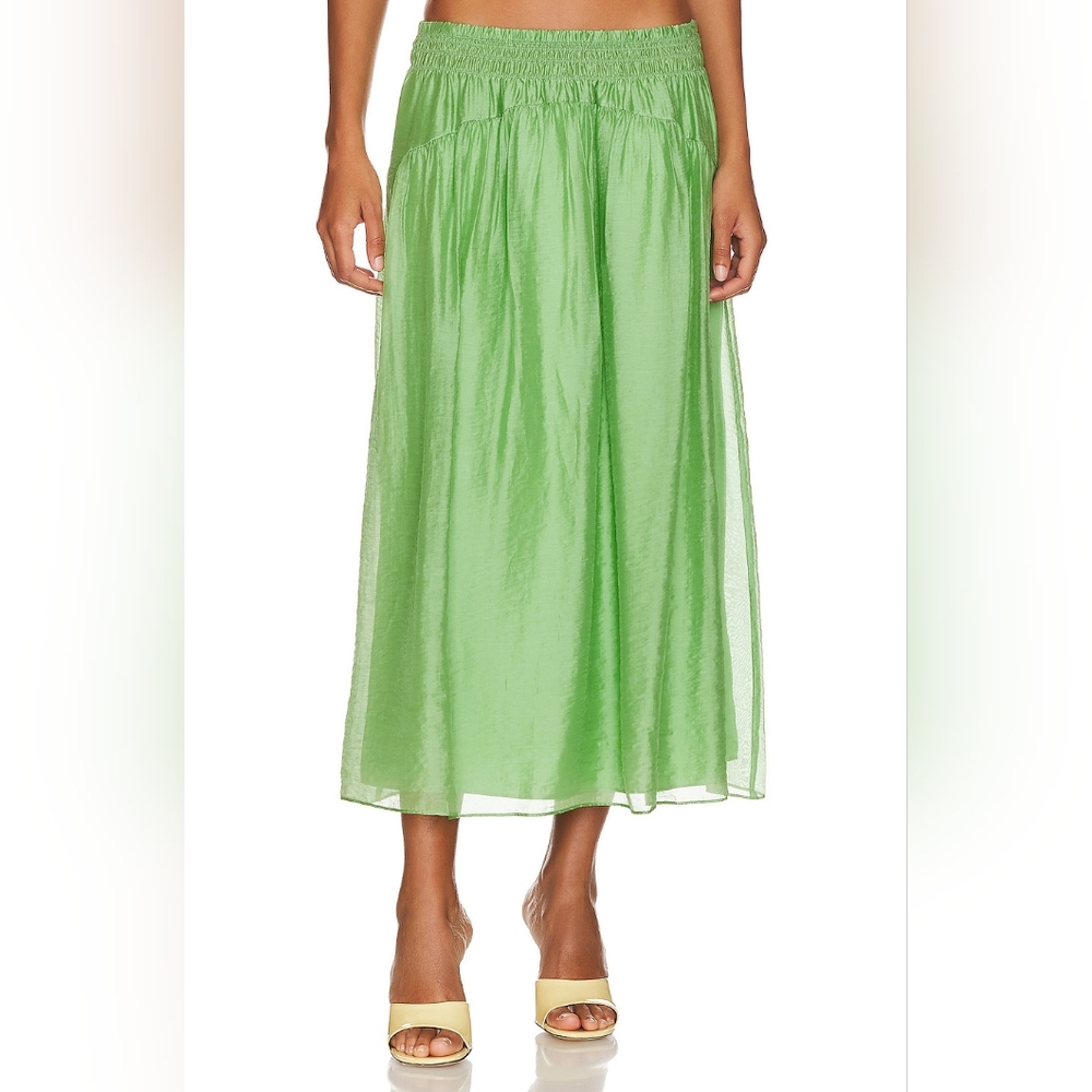 Vince Sprout Green Smocked Waist Pull-On Maxi Skirt Size L